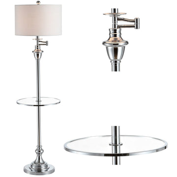 Cora 60" Metal/Glass LED Side Table and Floor Lamp - JONATHAN Y